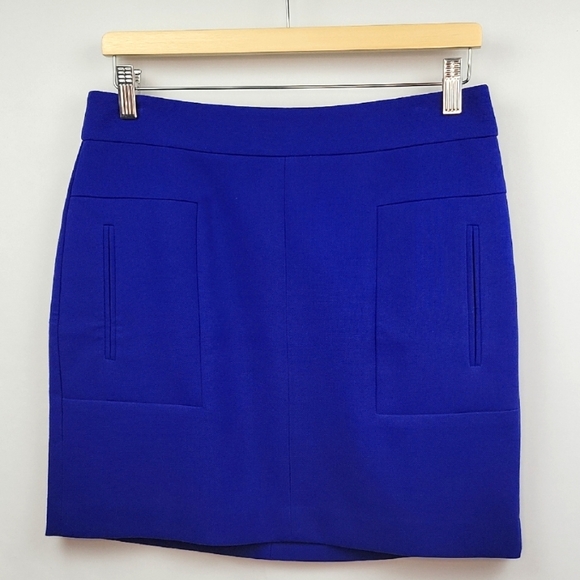 LOFT Ponte Knit Mini Skirt With Pockets Cobalt Blue Size 4 - Picture 1 of 15